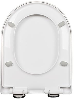 MSSD Toilettendeckel D Form WC-Sitz Mit Absenkautomatik Und Schnellentriegelung – Strapazierfähiges,Verstellbare Edelstahl-Scharniere, WC-Sitz Klodeckel D Form,36 * 46cm