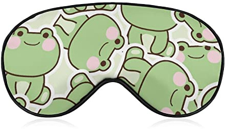 Reise-Schlafmaske für Männer und Frauen, kompatibel mit niedlichen sitzenden Frosch-Augenbinden, leicht und bequem, verstellbare Augenmasken, Nacht-Augenbinde-Augenschutz zum Schlafen, Reisen, Schic