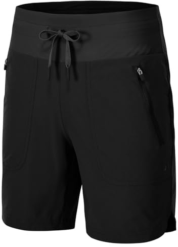 Rdruko Women's Swim Board Shorts with Liner 7 High Waisted UPF 50+ Beach Trunks Shorts,Black,XXL