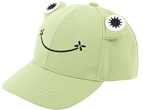 Elenint Damen Herren Baumwolle Baseball Cap Niedliche Lustige Frosch Baseballkappe Sommer Sonnenhut Fischermütze Einheitsgröße Grün