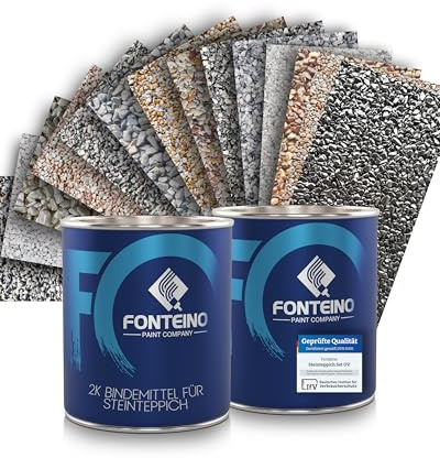 Fonteino Moquette de pierre résistant aux UV - Granulat de marbre + liant époxy - Revetement de sol pour Terrasse, bords de piscine - Noir 1-4mm - 25KG