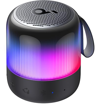 soundcore Glow Mini Portable Speaker, Bluetooth Speaker with 360° Sound, Light Show, 12H Battery, Customizable EQ and Light, IP67 Waterproof and Dustproof, for Camping, Home, and Beach Parties