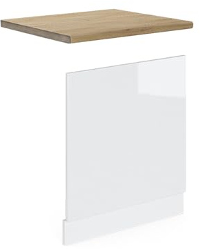 Vicco Panel Frontal R-Line, Blanco Alto Brillo/Blanco, 60 cm, ET Roble