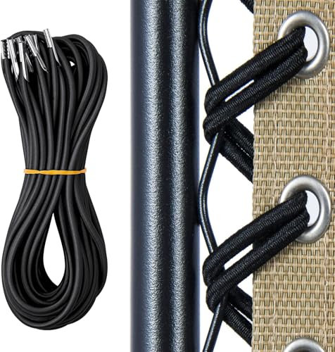 OFFCUP Cordones de Repuesto Jardín, 4pcs Cuerdas Elásticas para Tumbona de Jardín, Cuerdas Elásticas Repuesto para Sillas, para Sillas de Playa, Hamacas -Negro (2 x 2.45m + 2 x 1.45m)