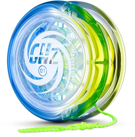 MAGICYOYO Reaktionsschnell JoJo für Kinder, 2A Looping Yoyo D1 GHZ | Kristall blau Gelb Farbverlauf Yoyo, Anfänger JoJo mit 6 Jo jo-Schnüren