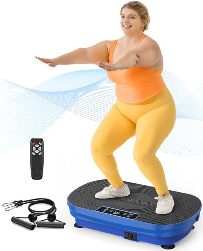 FEIERDUN Piastra vibrante per esercizi con piastra vibrante, per drenaggio linfatico, piattaforma vibrante per perdita di peso, tonificazione e benessere, blu