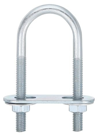 QUARKZMAN Bulloni a U Rotondi, 2 Set Larghezza Interna 25mm Lunghezza 70mm M6 Bullone a U in Acciaio al Carbonio Zincato con Dadi e Piastre, per Rimorchi Barche