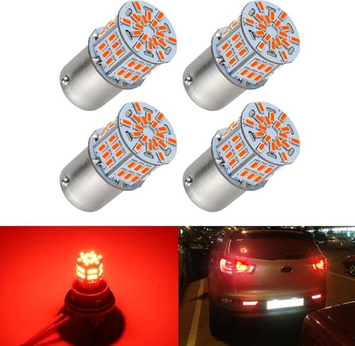 iFunyLED 4PCS 1156 LED Bulb Back Up Reverse Light 12V Super Bright 1141 1003 BA15S LED Replacement Light Kit Set for Car Back Up Reverse Tail Brake Turn Signal Lights - Brilliant Red