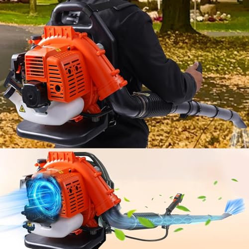 Laubbläser als Rucksack, Akku-Laubbläser mit Benzinmotor, Laubbläser, Staubbläser, Schneefräse, Windfeuerlöscher mit luftgekühltem Einzylinder-Benzinmotor für Schnee, Rasenpflege, Straßenreinigung 4