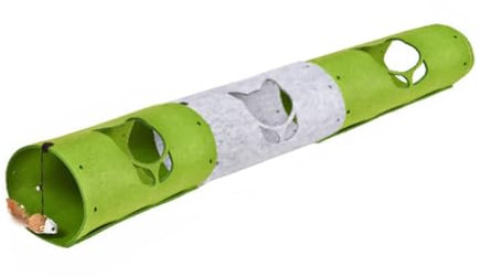 BUGUUYO Katzentunnel Spielzeug Aus Weichem Filz Mit Hängendem Mausspielzeug Und Katzenförmigen Löchern Für Katzen Kätzchen Und Kleine Haustiere