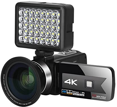 AUBEST Cámara de Video, Camcorder de cámara de Video 4K Ultra HD 56MP 3.0 Pulgada 16x Zoom Digital IR Visión Nocturna Vlogging grabadora videocámara(32G SD Card,Groen)