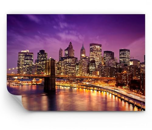 Fotomural 300x210 cm Papel Pintado Arquitectura Ciudades - 2660 - WF2 | Nueva York Brooklyn Puente Premium Sand Papel pintado de vinilo tejido no tejido Decoración de Pared Salón Moderno ARTTOR
