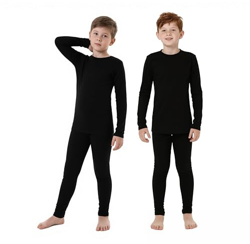 Florvae Thermounterwäsche Kinder Fleece Skiunterwäsche Junge [Schnell Trockend & Atmungsaktiv] Funktionsunterwäsche Jungen Fußball Sport Thermo Unterwäsche