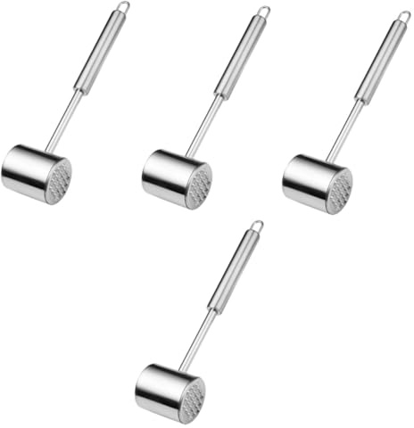 Cabilock 4 Piezas Martillo de Carne Inoxidable para Cocina Martillo Ablandador de Carne con Mango Ergonómico y Diseño de Superficie Texturizada para Barbacoa Ligero y Duradero