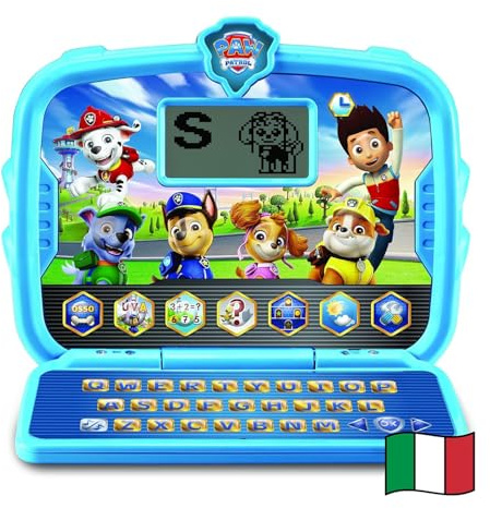 VTech Paw Patrol - Computer Educativo, Dispositivo 2 in 1 Computer e Tablet Bambini, 6 Attività, Schermo LCD e 7 Pulsanti Interattivi, Lingua Italiana, Batterie Incluse, 3-7 Anni