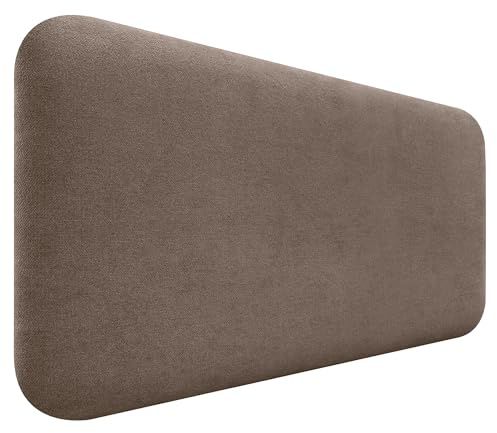DHOME Cabecero Tapizado Liso Redondeado Tela Aqualine para Pared Acústicos Cabeceros Absorbentes Cabezal Cama Dormitorio (Marrón, 90cm)