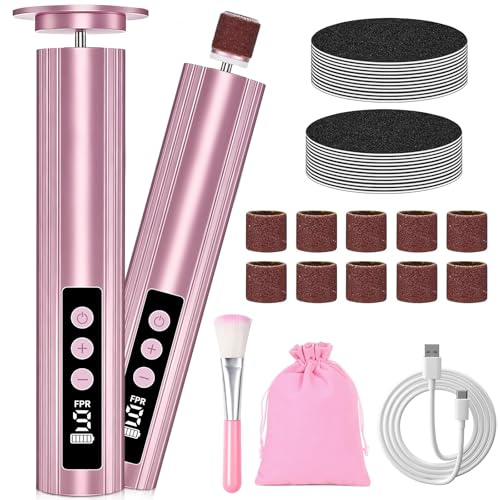 Vautvis Rapeuse Pieds Électrique, 2 en 1 Rappe Pieds Pédicure, 9 Vitesses Réglables Ponceuse Pieds Electrique, Soin Pied, Kit Pedicure pour Pied avec Disques Abrasifs à Gros Grain/Fin