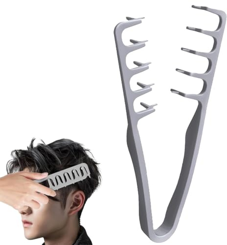 YOFDAL 1 PCS Pettine per texture,pettine denti larghi,strumento volumizzante p-er radici,pettini coprire le cuciture,accessorio leggero la toelettatura,ideale p-er capelli ricci,unisex(grigio)