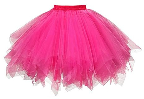 Gonna in tulle, da donna, in stile retrò, balletto, per carnevale, balletto, in tulle, gonna, sottogonna, abito da ballo, abito da sera, accessorio rockabilly anni retrò, tutù cosplay, Rosa rosso