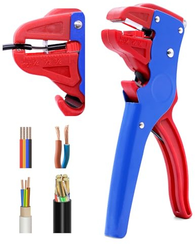 NVGFTG Pinza spelafili automatica 2 in 1, strumento spelafili blu e rosso, spelafili per spelafili da 0,2 a 6,0 mm²