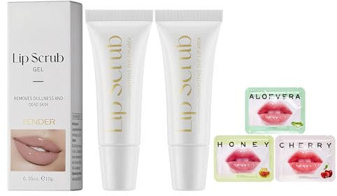 Läpppeeling gel, mild exfolierande gel för torra, spröda och grova läppar, tar bort försiktigt död hud för mjuka läppar, perfekt före läppvård som rengöringsgel, 2 rör