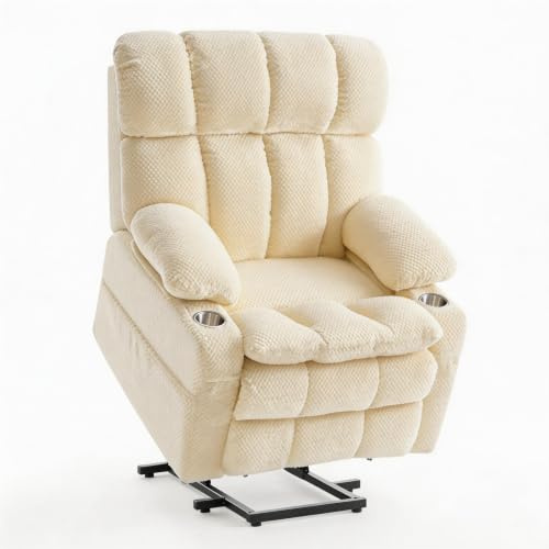 Zuacs fernsehsessel elektrisch verstellbar，Zweimotoriger Antrieb relaxsessel mit Aufstehhilfe Sessel Wohnzimmer relaxsessel mit liegefunktion, multifunktionales Einzelsofa（Beige）