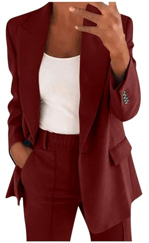 Generico Completo Donna Elegante Tailleur Blazer Completa Completo Tailleur Pantaloni e Giacca Taglie Forti da Cerimonia Tailleurs Pantalone Estivo Curvy Ufficio e Lavoro Tuta Due Pezzi
