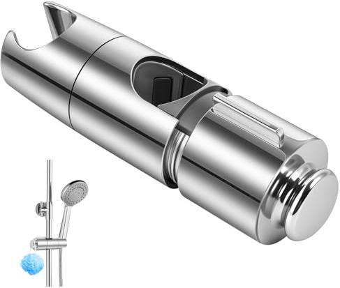 URAQT Support de Douche, Support de Douche à Main Réglable, Universel Support de Pommeau de Douche pour Barre de 19-25MM, ABS Chromé Installation Simple pour Barre de Douche