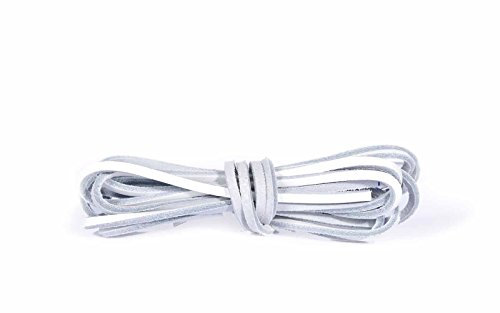 Kaps Leather Laces, lacets de bottes en cuir de qualité 100% véritable, fabriqués en Europe (120cm - 48 pouces - 6 à 8 paires d'oeillets / 01 - Blanc)