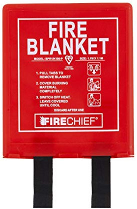 Firechief BPR1/K100-P Fire Blanket, Rigid Case, 1.1 m x 1.1 m, Red