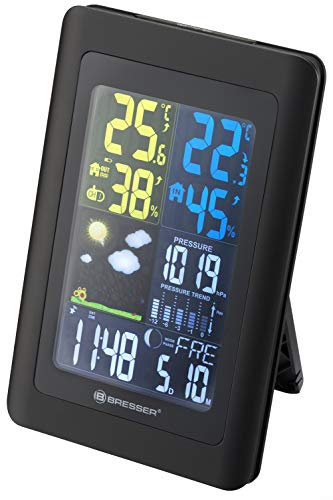 Bresser Meteo NBF Colour DCF Station Météo sans Fil Couleur avec Capteur Extérieur, Noir, 18,5 x 2,7 x 12 cm,