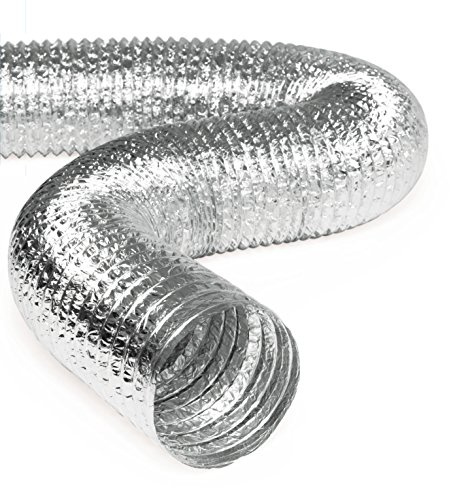 HVAC Premium 8 Inch Aluminum Hose Flexible Air Duct Pipe for Rigid HVAC Flex Ductwork- 25' Feet Long