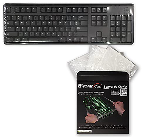 Green Onions Supply[3 Pack] Universal Fully Covered Flat Style 0.025mm Wipeable Superb Tactile Feeling Waterproof Anti-Dust Keyboard Cap Cover for Desktop Keyboard with Numeric Hospital/Dentist Use