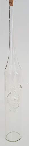 Oberstdorfer Glashütte Dekorative Flasche schmal Glaskaraffe transparent mundgeblasen mit Einer Traube aus klarem Glas im Inneren 0,2 L Inhalt, Höhe ca 34 cm