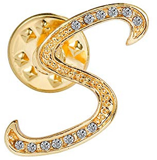 Initial Letter Brooch Pin Small Lapel Pin Tie Tack Name Personalized Gifts for Women Men Gold S