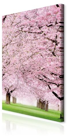 decomonkey Wandbilder Natur 60x90 cm 1 Teilig Leinwandbilder Kunstdruck | Strukturleinwand, Holzkeilrahmen, Bild auf Leinwand, Wanddeko, Wohnzimmer, Wanddekoration, Wald, Blumen, Alee