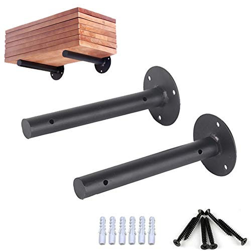 Shelf Brackets 12 Zoll/30cm Schwarz Metall Rohr Regalhalterung, Industriell Schwerlast An der Wand montiert Halterung, Runden Tube Unterstützung Regalträger (2 Stück)