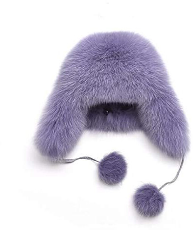 LKXHarleya Damen Warme Faux Fur Fellmütze Trappermütze Bomber Hut, pelzig Russische Uschanka-Hüte Fliegermütze,08