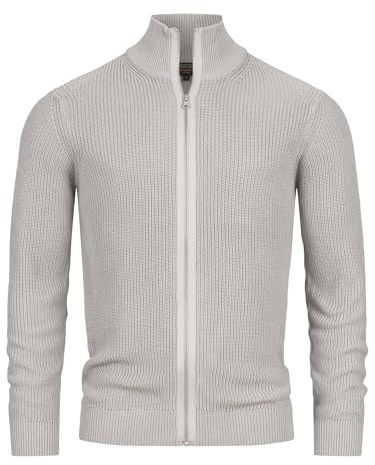 Indicode Herren Dodson Strickjacke Cardigan Grobstrick aus 100% Baumwolle | Klassischer Strickcardigan aus weicher Baumwolle mit Stehkragen, Strickoberteil, Freizeitjacke, Baumwolljacke für Männer
