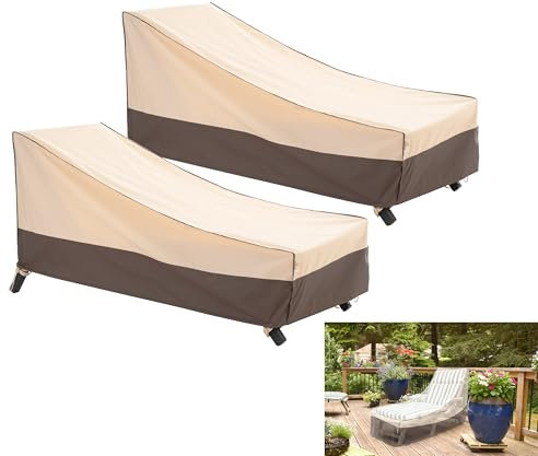 F&J Outdoors Housses pour chaises longues de jardin, protection solaire et contre la pluie, pour été, plage, piscine, housse de chaise longue d'hôtel, 2 pièces, 201x76x35,5/76cm, beige