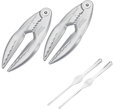 Westmark 660022E6 2 Hummergabeln + 2 Hummerknacker, Edelstahl, Set Cracky + Gabeln