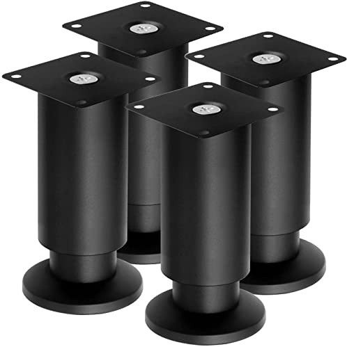 TCHOSUZ 8 Inch Heavy Duty Mental Furniture Legs, 4 Pack 20 cm Stainless Steel Tapered Feet - Replacement Legs for Couch, Sofa, Bed Frame & DIY Projects - Supports for Cabinet, Desk, TV Stand (Black)