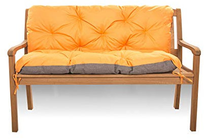 Cojín para columpio de Hollywood, resistente a la intemperie, cojín de banco para exteriores, columpio de jardín, cojín con respaldo (180 x 50 x 40 cm), color naranja