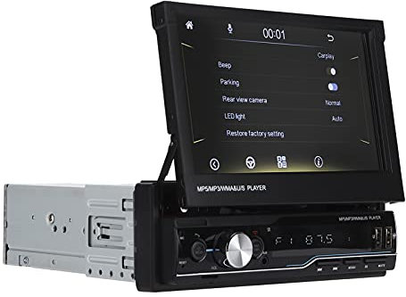 Autoradio, 1DIN Auto-Player Multimedia-Navigation 7-Zoll-Teleskop-Klappbildschirm Videoplayer für Carplay Auto