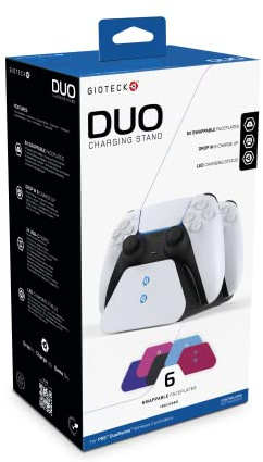 Gioteck Charging Dock for 2 PS5 Controllers with 6 Interchangeable Colour Cases