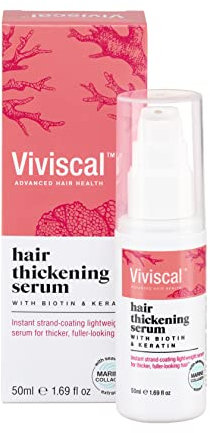 Viviscal Hair Thickening Serum for Naturally Thicker & Fuller Looking Hair, Paraben Free Leave In Conditioner with Biotin, Keratin & Marine Collagen, for All Hair Types, 50 ml