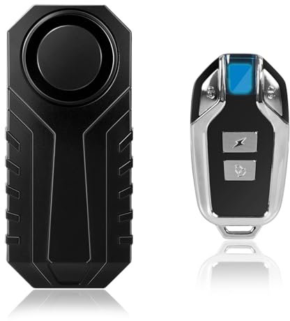 Fahrrad Anti-Diebstahl-Alarm mit Fernbedienung, wasserdichte Vibration ausgelöst batteriebetriebene Laute 113dB drahtlose Sirene für Motorrad E-Bike Roller Anhänger Ausrüstung Zaun Tür Fenster