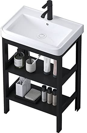 Waschtisch aus Keramik ，Laundry Sink Stainless Steel Single Sink ， Waschbecken Handwaschbecken Spülbecken, Keramik-Waschbecke Badmöbel Set Geeignet für Hotels, Badezimmer, Garagen ( Size : (60*40cm) )