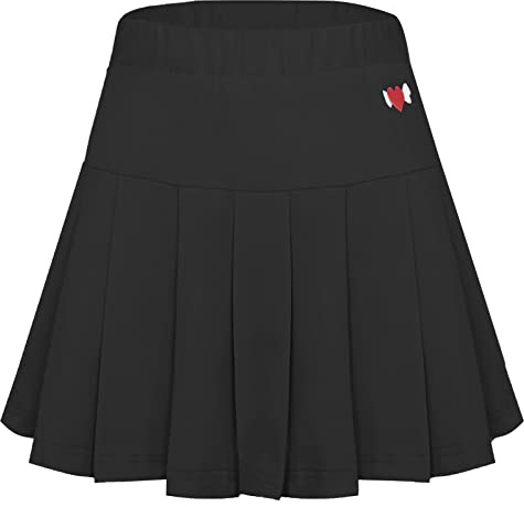 SEAUR Faltenrock Mädchen Schule Uniform Rock mit Shorts Kinder Sportrock Einfarbig Tennis Plissee Röcke Süß Baumwolle - 150-140/146