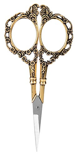 Nähschere, Edelstahlschere, Vintage-Blumenmuster, Handarbeit, Stickschere, Kleine Scharfe Schere für Büro, Kunst und Handwerk (Gold)